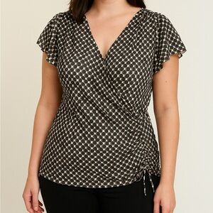 White House Black Market Women's Polka Dot V-Neck Blouse, medium